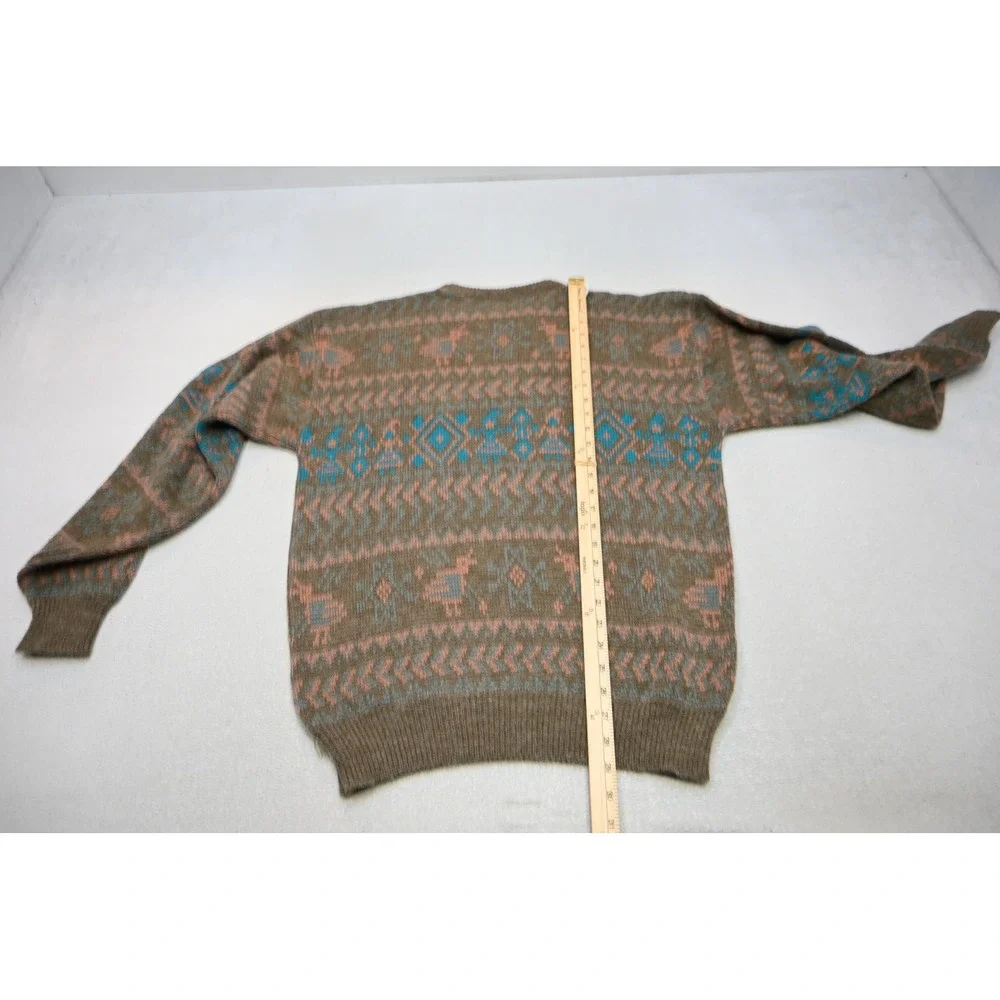 McGregor Sweater Mens XL Brown Blue Geometric Bird Knit Vintage